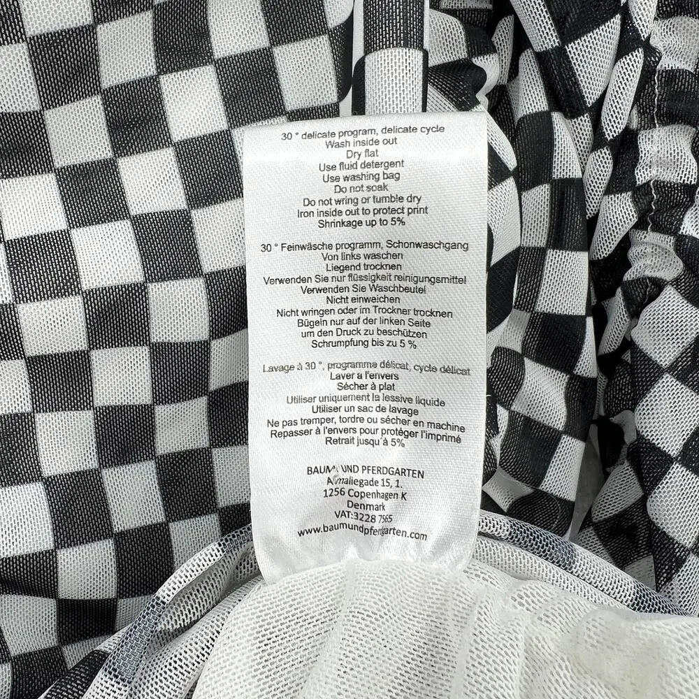 BAUM UND PFERDGARTEN Joselle Mesh Top Womens Medium Black White Check Stretch - Picture 14 of 16